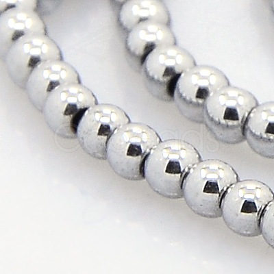 Round Non-magnetic Synthetic Hematite Beads Strands G-P061-65-1