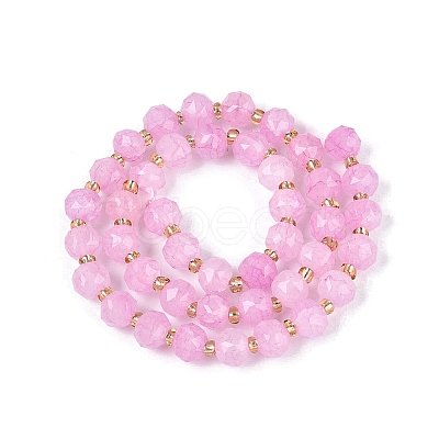 Ombre Effect Dyed Transparent Crackle Glass Beads Strands GLAA-Q111-8MM-06-1