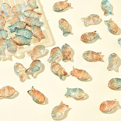 50Pcs Transparent Spray Painted Glass Beads GLAA-FS0002-06D-1