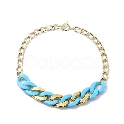 Acrylic & Aluminum Curb Chain Necklace NJEW-JN04554-1