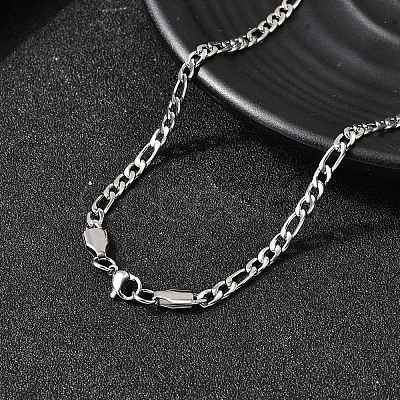 3.8MM 304 Stainless Steel Figaro Chain Necklaces for Women NJEW-B134-02B-P-1
