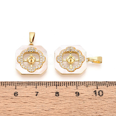 Brass Micro Pave Cubic Zirconia Cup Pearl Peg Bails Pin Pendants KK-T079-04G-1