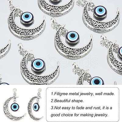 Nbeads Alloy Hollow Moon Big Pendants FIND-NB0002-45-1