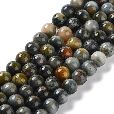 Natural Hawk's Eye Beads Strands G-E483-20-8mm-AB-1