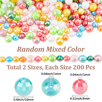 400Pcs 2 Styles Plating Eco-Friendly Poly Styrene Acrylic Beads OACR-PA0001-68-1