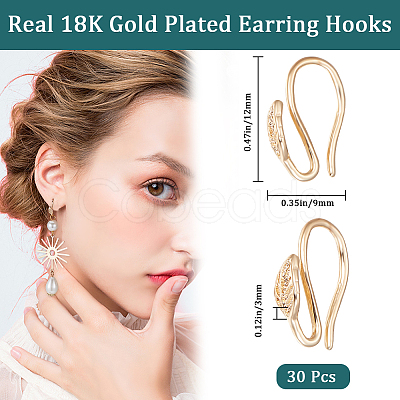 30Pcs Brass Earring Hooks KK-BBC0011-93-1