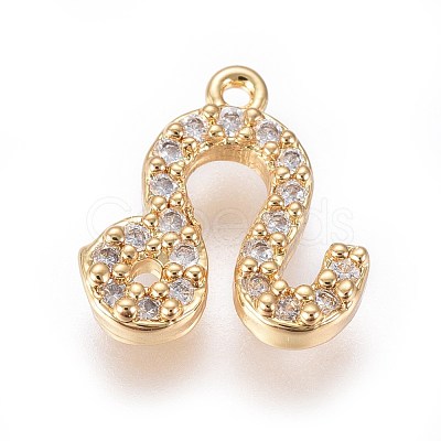 Golden Plated Brass Micro Pave Cubic Zirconia Charms ZIRC-L075-51L-1