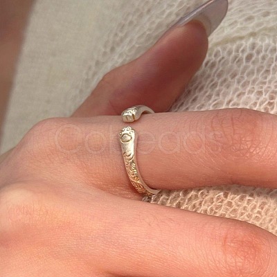 Alloy Cat Paws Cuff Open Rings for Women WGFDD1A-01-1