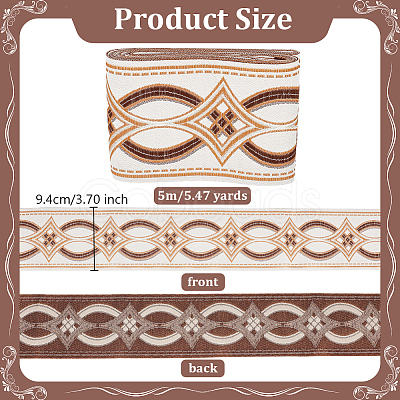 Ethnic Style Polyester Rhombus Jacquard Ribbon OCOR-WH0101-19A-1