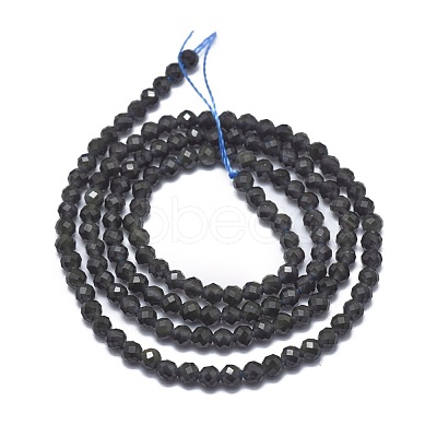 Natural Obsidian Beads Strands G-G792-36B-1