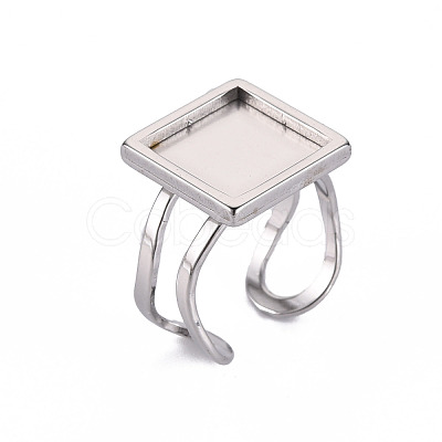Tarnish Resistant 201 Stainless Steel Cuff Pad Ring Settings STAS-S080-041B-P-1
