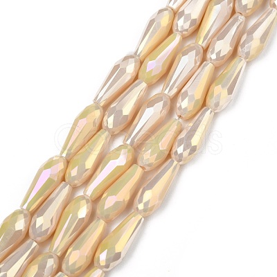Electroplated Opaque Glass Beads Strands X-EGLA-L015-FR-B25-01-1