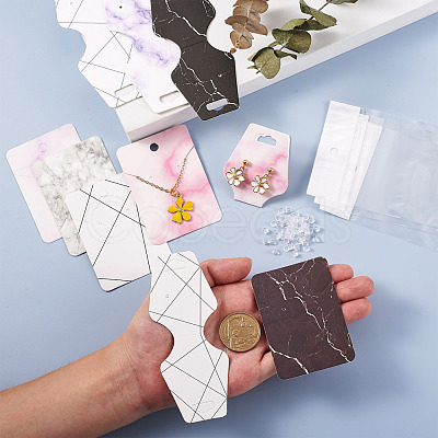 Marble Pattern Paper Necklace & Earring Display Cards DIY-YS0001-26-1