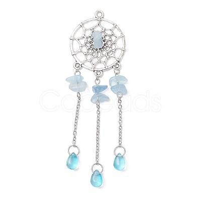 3Pcs 3 Styles Alloy Woven Net with Teardrop Big Pendants PALLOY-JF04660-1