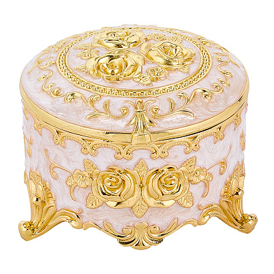 Alloy Pink Enamel Trinket Storage Decorative Boxes CON-WH20001-20A-1