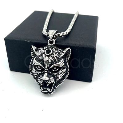 Vintage 304 Stainless Steel Lion Head Pendant Necklaces for Men Women LS-OG9311-1