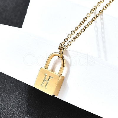 304 Stainless Steel Rolo Chain Pendant Necklaces NJEW-S444-01G-08-1