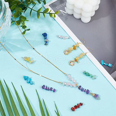 48Pcs 8 Styles Natural & Synthetic Chip Gemstone Beaded Connector Charms PALLOY-GO00058-1