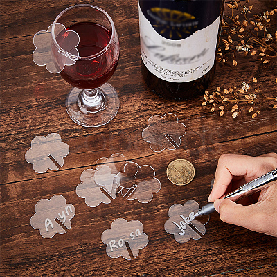 Flower Acrylic Wine Glass Charms Tag AJEW-WH0248-384A-1