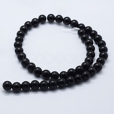 Natural Black Onyx Beads Strands X-G-P369-01-8mm-1