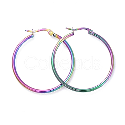 304 Stainless Steel Big Hoop Earrings X-EJEW-G260-02K-M-1