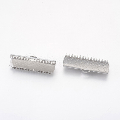 Tarnish Resistant 304 Stainless Steel Ribbon Crimp Ends STAS-G187-24P-25mm-1