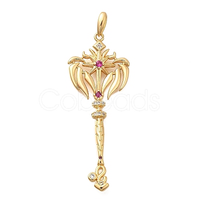 Brass Micro Pave Cubic Zirconia Big Pendants KK-B147-04G-08-1