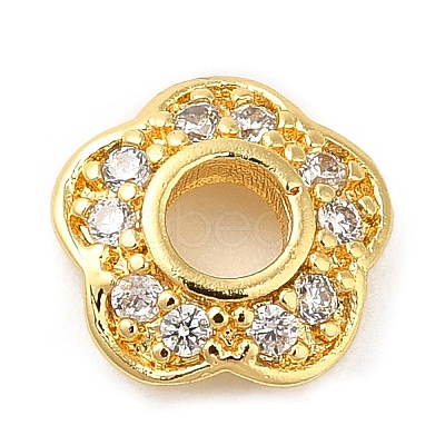 Rack Plating Brass Micro Pave Cubic Zirconia Bead Caps KK-M248-11G-1