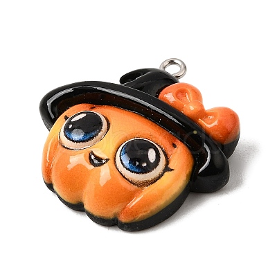 Halloween Printed Opaque Resin Pendants RE-CBAD0A2-07B-P-1