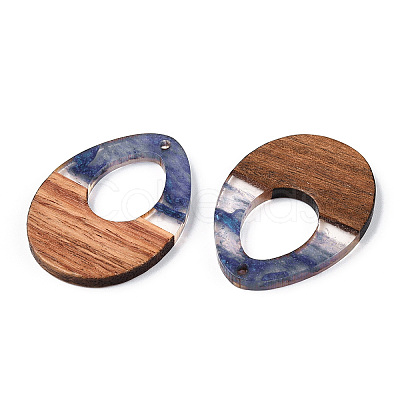 Transparent Resin & Walnut Wood Pendants RESI-ZX017-47-1