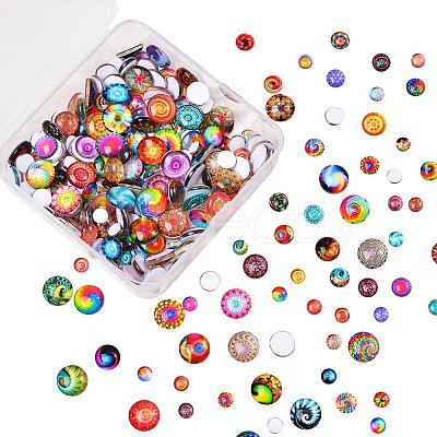 280Pcs 4 Styles Flat Back Glass Cabochons GGLA-SZ0001-32-1