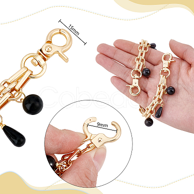 Black Plastic Pearl Tassel Iron Decorative Bag Chains HJEW-PH01993-1