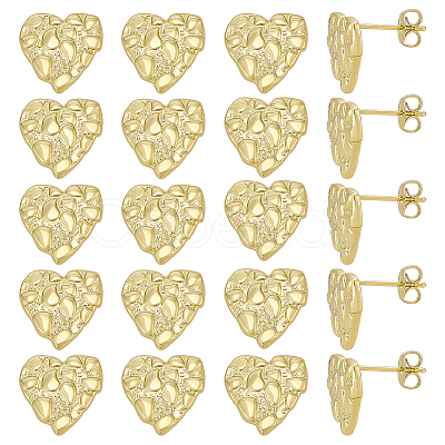 10 Pairs Brass Stud Earrings EJEW-PH0001-52A-1