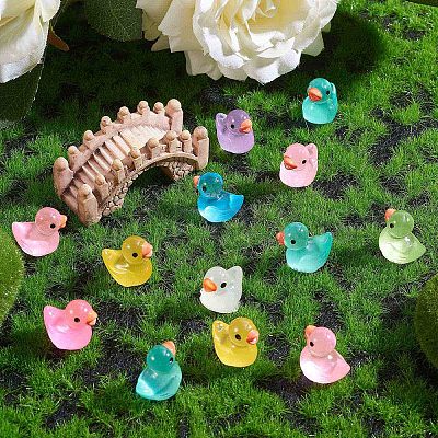100Pcs Luminous Tiny Ducks Mini Resin Duck Colorful Miniature Fairy Garden Mini Duck for Miniature Landscape JX530A-1