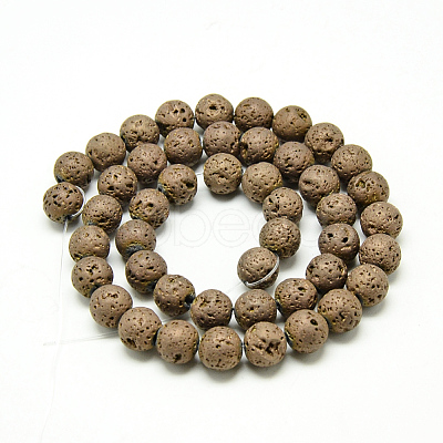 Electroplate Natural Lava Rock Beads Strands G-T058-03F-1