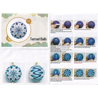 DIY Embroidery Temari Ball Keychain Kits DIY-I064-A02-1