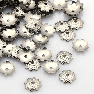 Tarnish Resistant 8-Petal 304 Stainless Steel Flower Bead Caps STAS-N027-01-1