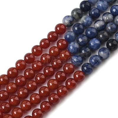 Chakra Natural Yellow Jade & Crystal Quartz & Green Aventurine & Rose Quartz & Carnelian & Sodalite & Amethyst Beads Strands G-NH0002-E03-8mm-1