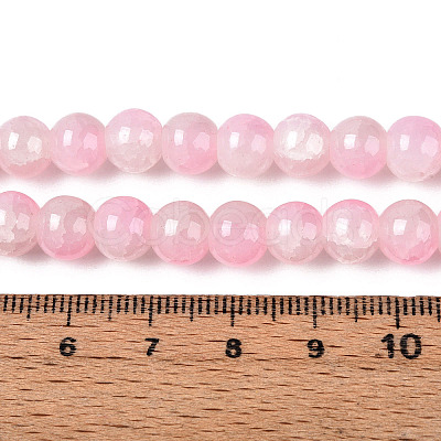 Crackle Baking Paint Imitation Jade Glass Beads Strands DGLA-T003-8mm-02-1