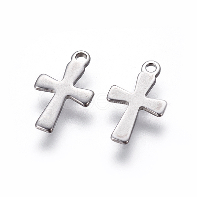 Tarnish Resistant 304 Stainless Steel Tiny Cross Charms STAS-L234-077P-1