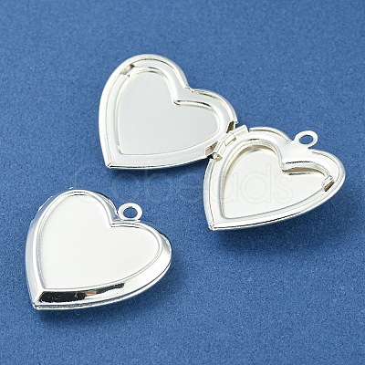 Rack Plating Heart Brass Locket Pendants KK-T071-11S-1