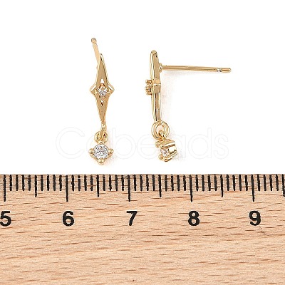 SHEGRACE Brass Micro Pave Cubic Zirconia Stud Dangle Earrings XGRQ4N692-723G-1