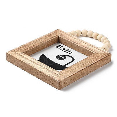 Wooden Square Wall Pendant Decorations HJEW-Z004-01A-1