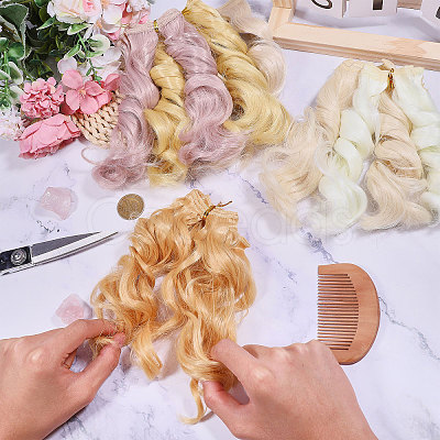 4Pcs 4 Colors High Temperature Fiber Doll Hairs DIY-GL0006-24A-1