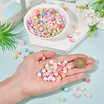 300Pcs Crackle Opaque Acrylic Beads OACR-TA0004-60-1