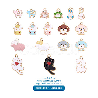 72Pcs 18 Style Alloy Enamel Pendants ENAM-CW0001-10-1