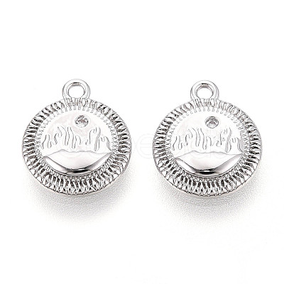 Brass Micro Pave Clear Cubic Zirconia Charms KK-N267-15P-1