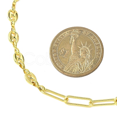 Brass Paperclip Chain Coffee Bean Chain Necklaces NJEW-JN05578-1