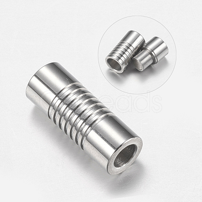 Tarnish Resistant 304 Stainless Steel Magnetic Clasps with Glue-in Ends STAS-F149-04P-B-1