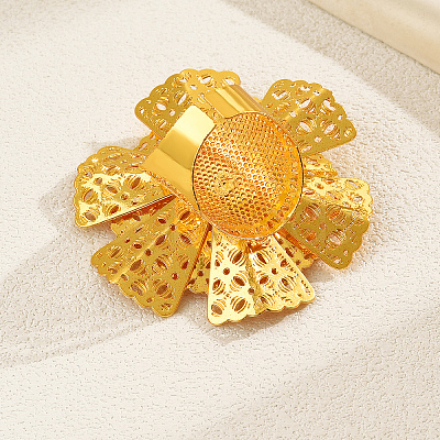 Elegant Hollow Flower Design Iron Cuff Ring for Women Wedding Party PY5913-1